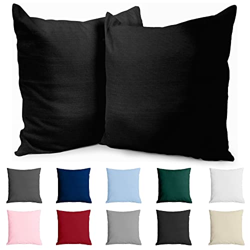 Kissenbezug 40x40 Baumwolle Renforcé (2er-Set) - Schwarz - Dicht gewebt mit 57 Fäden/cm² - 40x40cm Kissenbezug - Oeko Tex Zertifiziert - Dreamzie von Dreamzie
