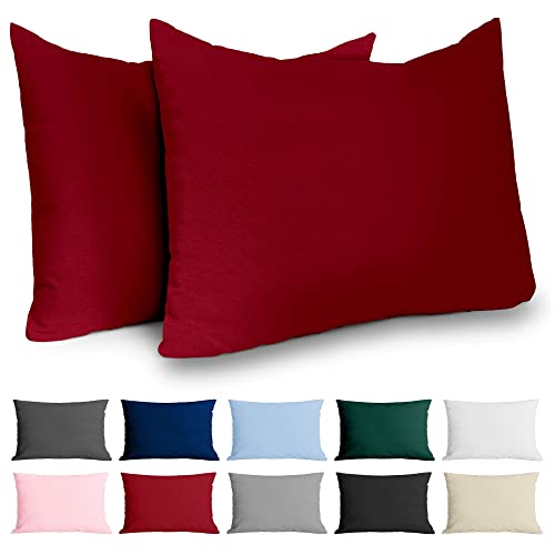 Kissenbezug 40x60 Baumwolle Renforcé (2er-Set) - Burgunderrot - Dicht gewebt mit 57 Fäden/cm² - Kissenbezug 40 x 60 - Oeko Tex Zertifiziert - Dreamzie von Dreamzie