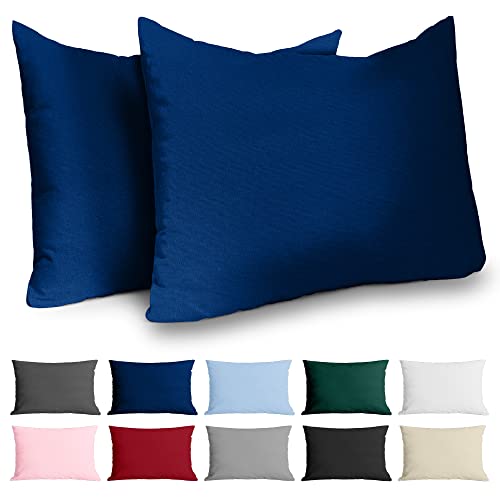 Kissenbezug 40x60 Baumwolle Renforcé (2er-Set) - Dunkelblau - Dicht gewebt mit 57 Fäden/cm² - Kissenbezug 40 x 60 - Oeko Tex Zertifiziert - Dreamzie von Dreamzie