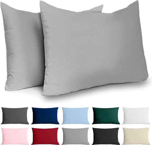 Kissenbezug 40x60 Baumwolle Renforcé (2er-Set) - Hellgrau - Dicht gewebt mit 57 Fäden/cm² - Kissenbezug 40 x 60 - Oeko Tex Zertifiziert - Dreamzie von Dreamzie