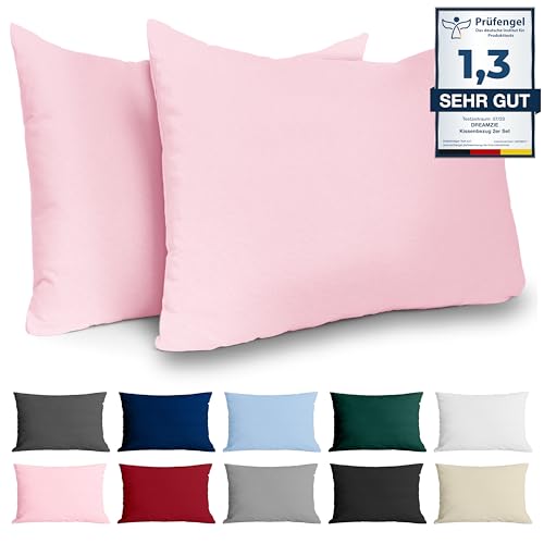 Kissenbezug 40x60 Baumwolle Renforcé (2er-Set) - Rosa - Dicht gewebt mit 57 Fäden/cm² - Kissenbezug 40 x 60 - Oeko Tex Zertifiziert - Dreamzie von Dreamzie