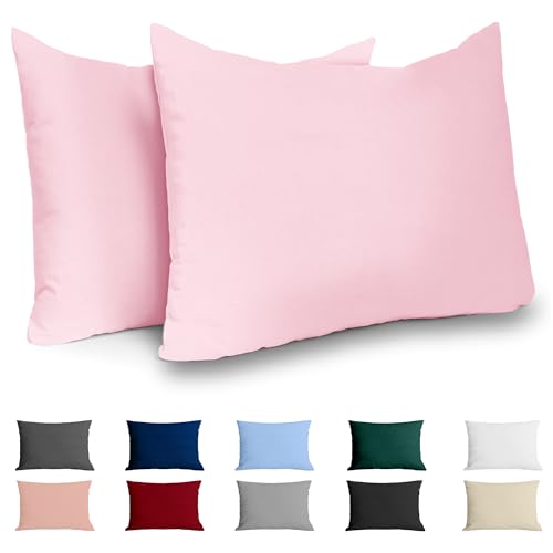 Dreamzie Kissenbezug 50x70 Renforcé Baumwolle (2er-Set) - Rosa - Dicht gewebt mit 57 Fäden/cm² - Kissenbezug 70x50 cm - Oeko Tex Zertifiziert von Dreamzie