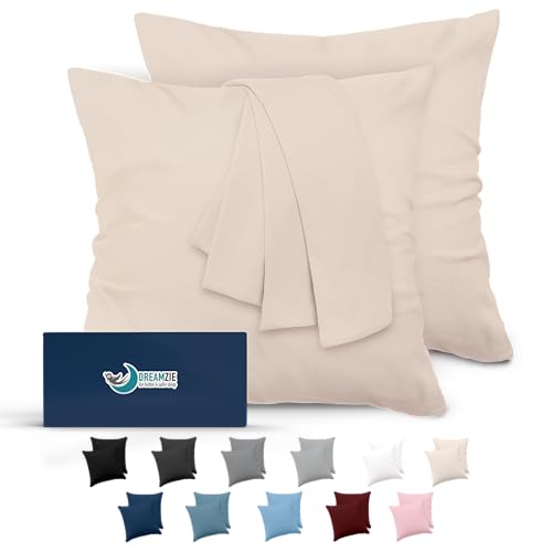 Kissenbezug 65x65 Beige 2er Set Mikrofaser Oeko-TEX Zertifiziert Dreamzie - Kopfkissenbezug 65x65 Weich von Dreamzie