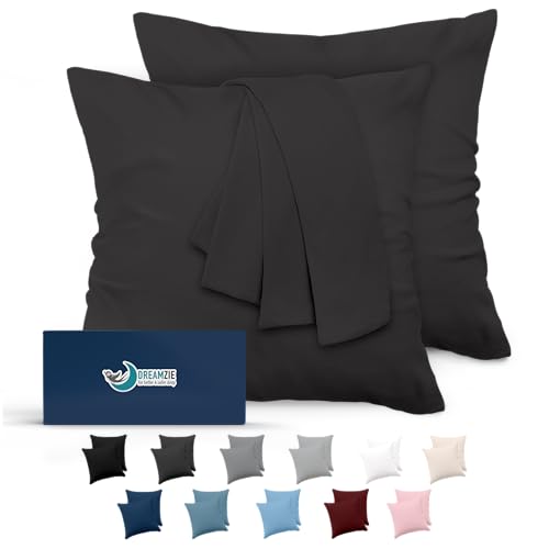 Kissenbezug 80x80 Dunkelgrau 2er Set Mikrofaser Oeko-TEX Zertifiziert Dreamzie - Kopfkissenbezug 80x80 Weich von Dreamzie