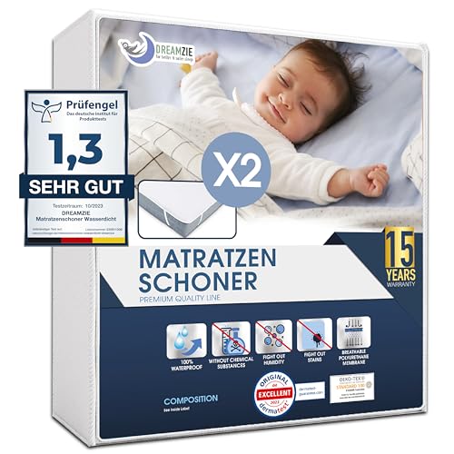 Matratzenschoner 70x140 Baby Wasserdicht (2er-Set) Oeko-TEX Zertifiziert von Dreamzie - Nässeschutz Atmungsaktive von Dreamzie