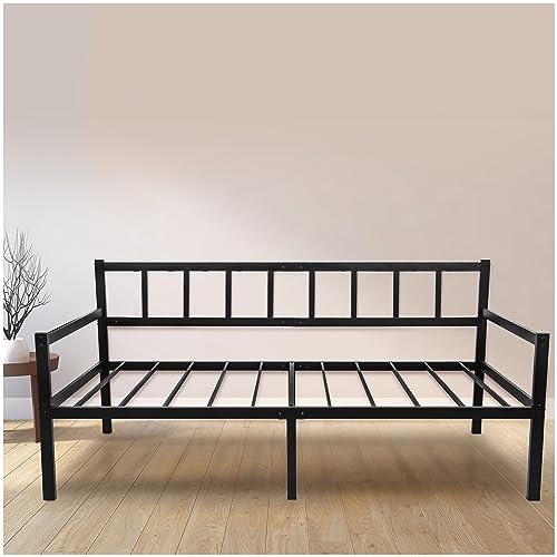 Dreamzie Tagesbett Metallbett 2-1 - Bettsofa 92x192 cm - Bettgestell für Matratzen 90x190 cm - Schlafsofa mit Lattenrost - Bett Bed Frame - Einzellbett - Metall Schwarz von Dreamzie