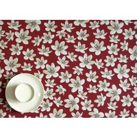 Tischdecke, Beige, Rot, Gelb, Kleine Anemonen, Blumen, Blumenvorhänge, Tischläufer, Geschirrtuch, Tolles Geschenk von Dreamzzzzz