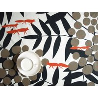 Tischdecke Beige Orange Fuchs Schwarz Braun Büsche Baum Wald Skandinavisch Tischläufer Servietten Kissenbezug Vorhänge Geschirrtuch Tolles Geschenk von Dreamzzzzz