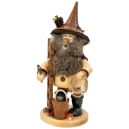 Drechselwerkstatt Uhlig DWU | Erzgebirgisches Räuchermännchen Räuchermann | Weihnachtsdekoration Handwerkskunst | Waldwichtel 25 cm | Erzträger mit Leiter/Seil von Drechselwerkstatt Uhlig