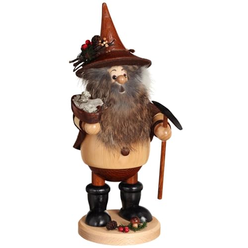 Drechselwerkstatt Uhlig DWU | Erzgebirgisches Räuchermännchen Räuchermann | Weihnachtsdekoration Handwerkskunst | Waldwichtel 25 cm | Erzträger von Drechselwerkstatt Uhlig