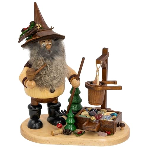 Drechselwerkstatt Uhlig DWU | Erzgebirgisches Räuchermännchen Räuchermann | Weihnachtsdekoration Handwerkskunst | Waldwichtel 25 cm | Erzwäscher von Drechselwerkstatt Uhlig