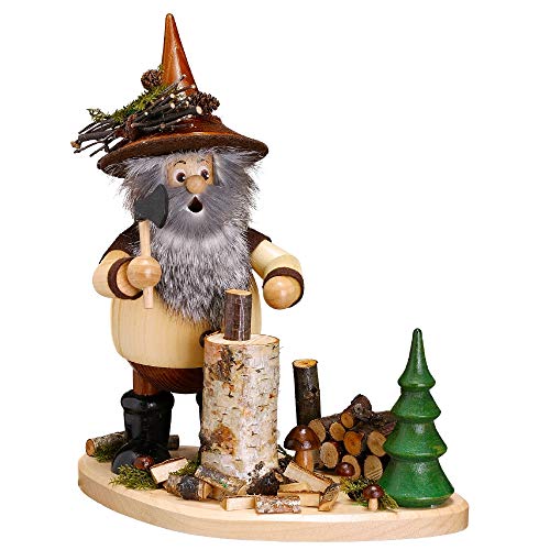 Drechselwerkstatt Uhlig Räuchermännchen Waldwichtel auf Brett - 26cm - Original Erzgebirge Räuchermann von Drechselwerkstatt Uhlig