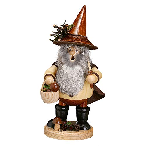 Drechselwerkstatt Uhlig Räuchermännchen Waldwichtel Pilzsammler, Natur - 25cm - Original Erzgebirge Räuchermann von Drechselwerkstatt Uhlig