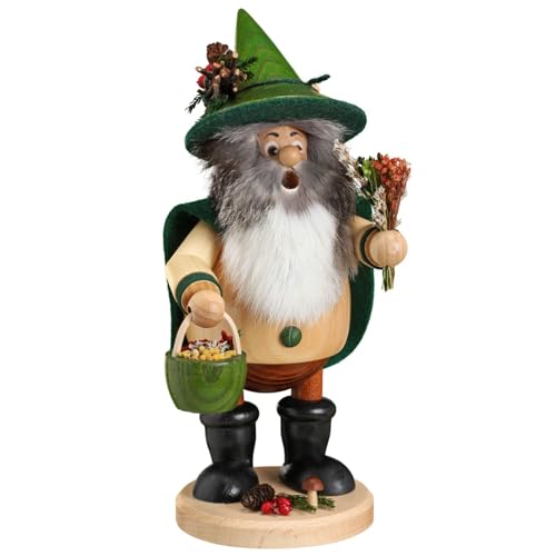 Räuchermännchen Waldwichtel Kräutersammler, grün - 25cm - Original Erzgebirge Räuchermann - Drechselwerkstatt Uhlig von Drechselwerkstatt Uhlig