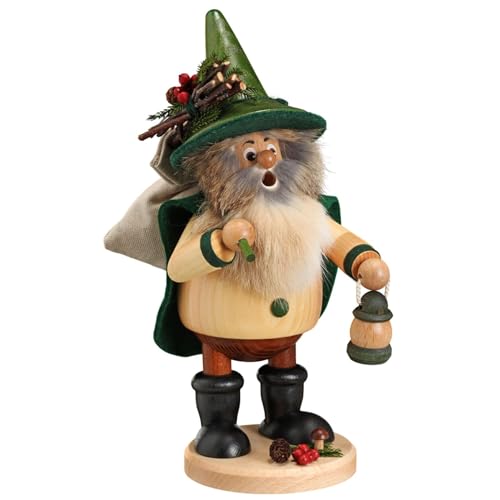Räuchermännchen Waldwichtel Wanderer, grün - 25cm - Original Erzgebirge Räuchermann - Drechselwerkstatt Uhlig von Drechselwerkstatt Uhlig