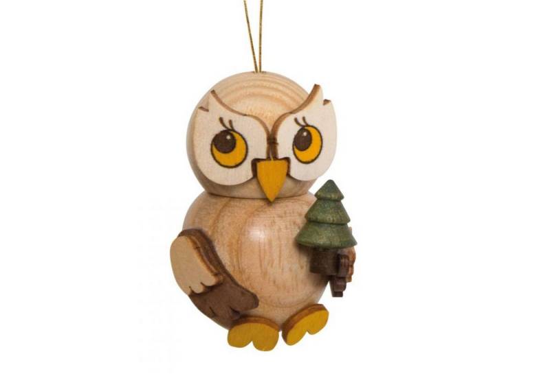 Drechslerei Kuhnert Räuchermännchen Eulenkind mit Baum - 4 cm - Echt Erzgebirge von Drechslerei Kuhnert