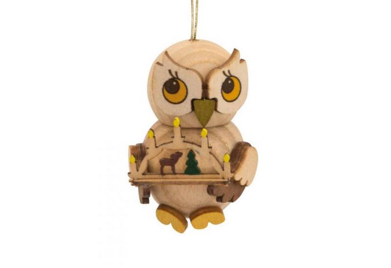Drechslerei Kuhnert Räuchermännchen Eulenkind mit Schwibbogen - 4 cm - Echt Erzgebirge von Drechslerei Kuhnert