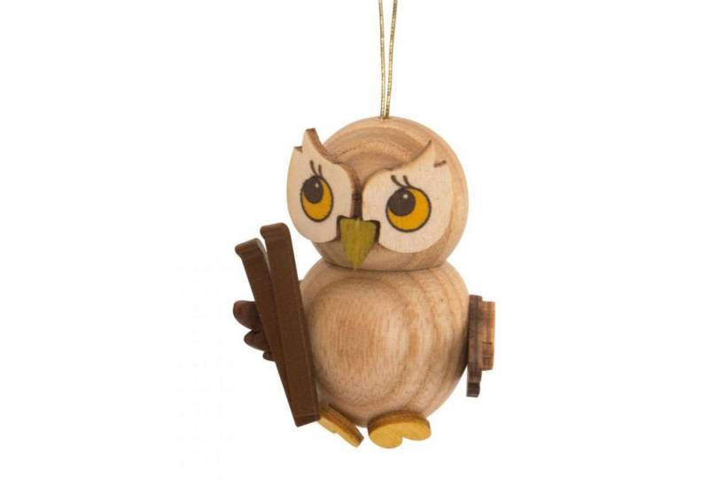 Drechslerei Kuhnert Räuchermännchen Kuhnert - Eulenkind mit Ski - 4 cm - Echt Erzgebirge von Drechslerei Kuhnert