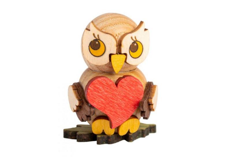 Drechslerei Kuhnert Weihnachtsfigur Eulenkind mit Herz - 4 cm - Echt Erzgebirge von Drechslerei Kuhnert