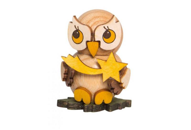 Drechslerei Kuhnert Weihnachtsfigur Eulenkind mit Stern - 4 cm - Echt Erzgebirge von Drechslerei Kuhnert