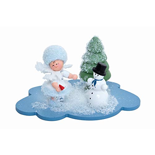 Drechslerei Kuhnert Schneeflöckchen mit Schneemann - 10x7x6 cm von Drechslerei Kuhnert