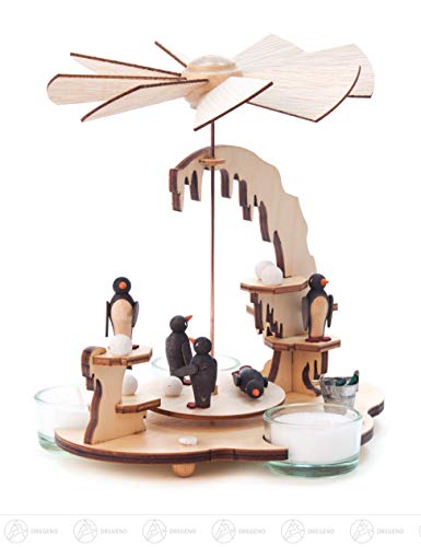 Teelichtpyramide mit Pinguinen Natur von Drechslerei Kuhnert