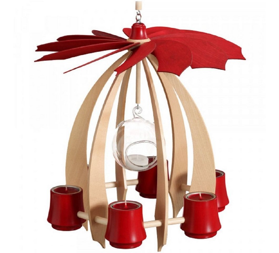 Drechslerei Thomas Schalling Weihnachtspyramide Schalling Hängepyramide Nova ahorn / rubinrot, Handarbeit aus dem Erzgebirge von Drechslerei Thomas Schalling
