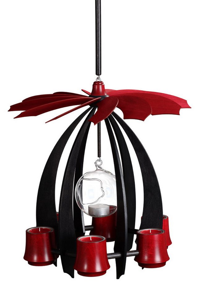 Drechslerei Thomas Schalling Weihnachtspyramide Schalling Hängepyramide Nova anthrazit / rubinrot, Handarbeit aus dem Erzgebirge von Drechslerei Thomas Schalling