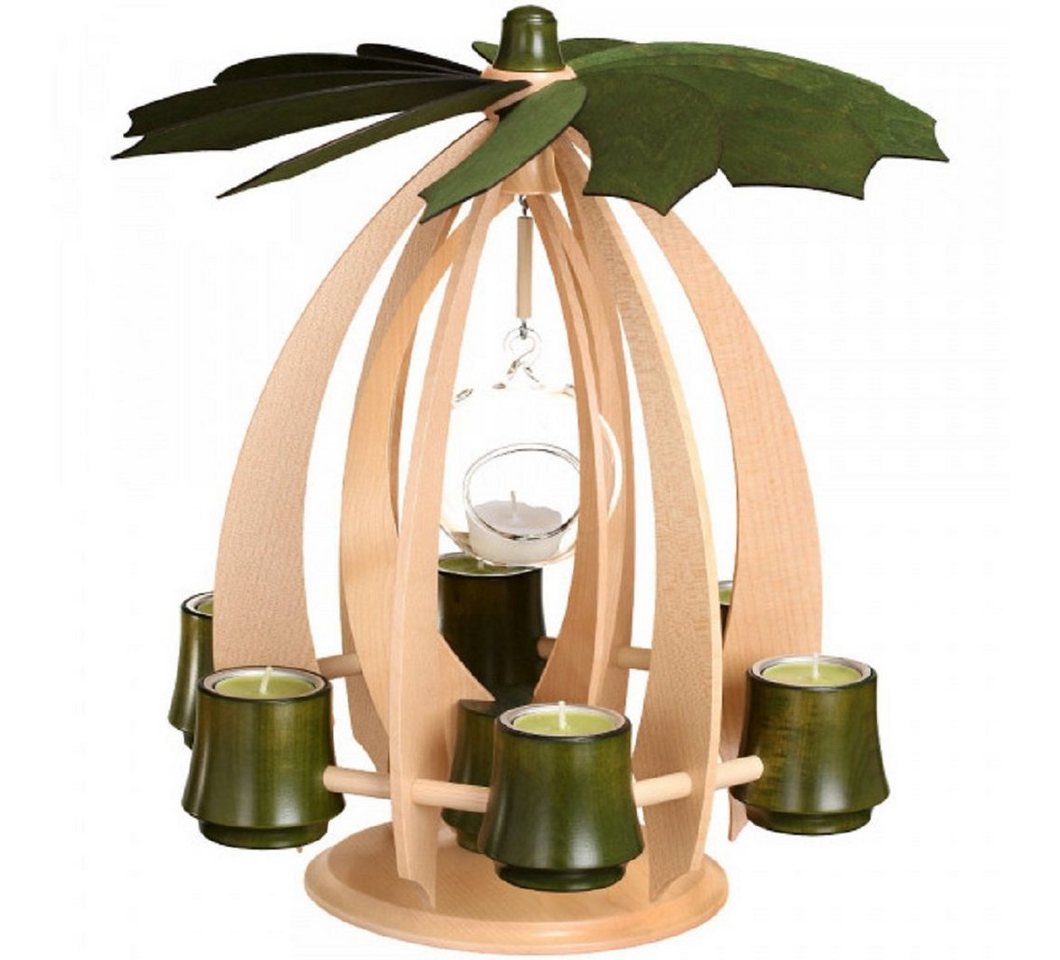 Drechslerei Thomas Schalling Weihnachtspyramide Schalling Schwebepyramide Nova ahorn / moosgrün, Handarbeit aus dem Erzgebirge von Drechslerei Thomas Schalling