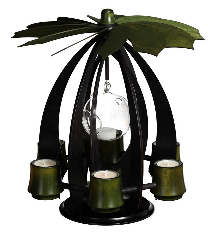 Drechslerei Thomas Schalling Weihnachtspyramide Schalling Schwebepyramide Nova anthrazit / moosgrün, Handarbeit aus dem Erzgebirge von Drechslerei Thomas Schalling