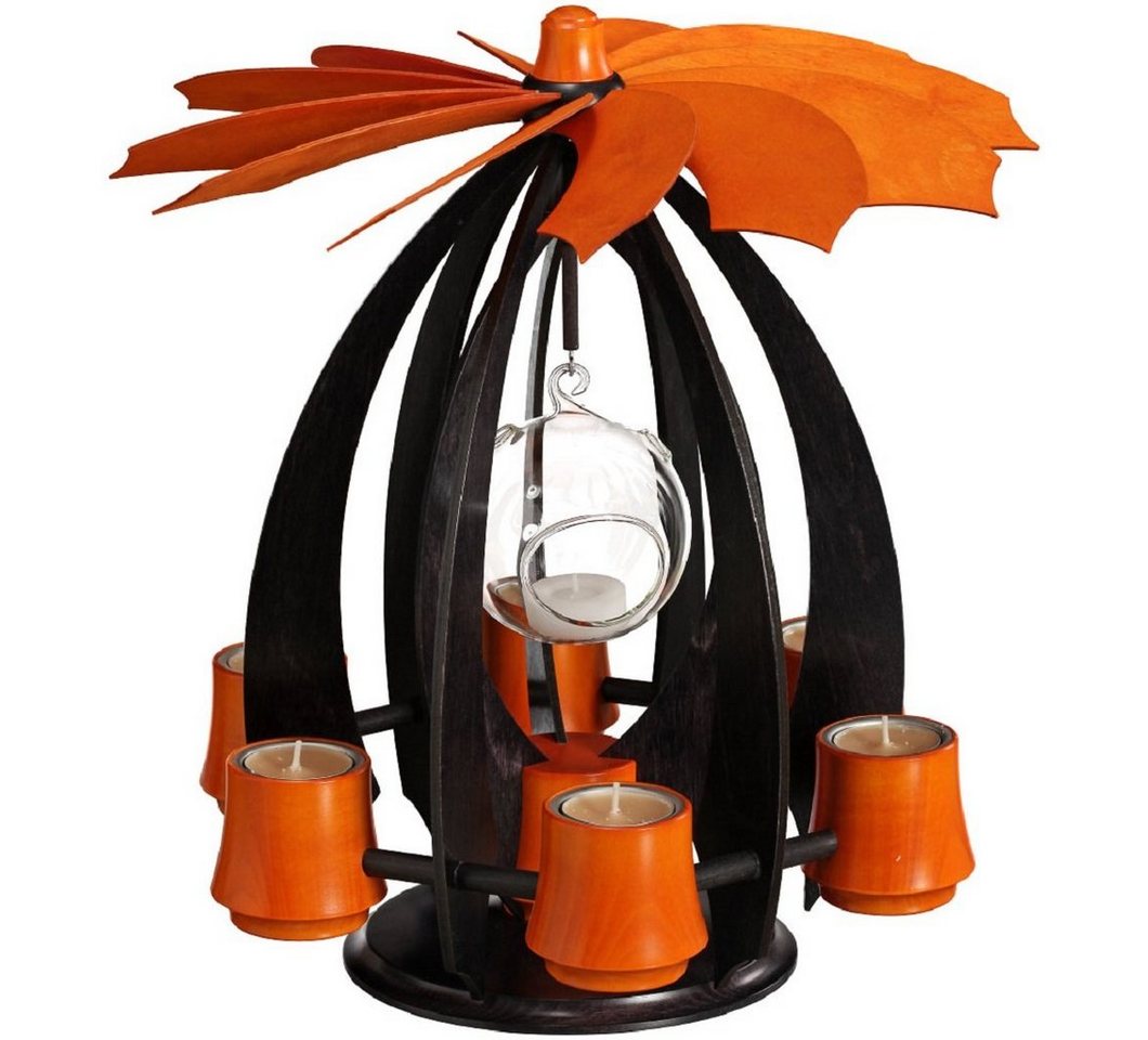 Drechslerei Thomas Schalling Weihnachtspyramide Schalling Schwebepyramide Nova anthrazit / orange, Handarbeit aus dem Erzgebirge von Drechslerei Thomas Schalling