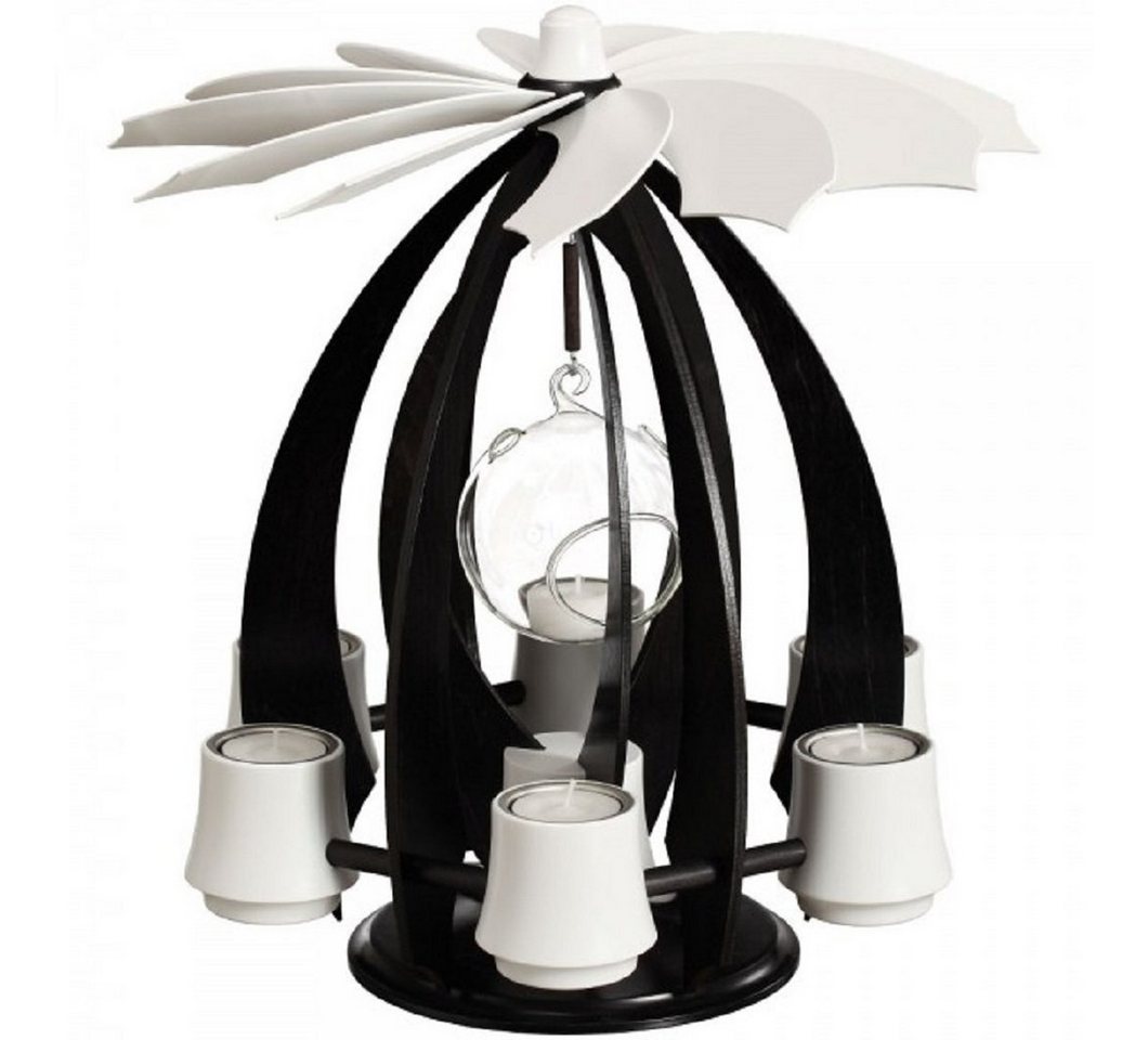 Drechslerei Thomas Schalling Weihnachtspyramide Schalling Schwebepyramide Nova anthrazit / weiß, Handarbeit aus dem Erzgebirge von Drechslerei Thomas Schalling