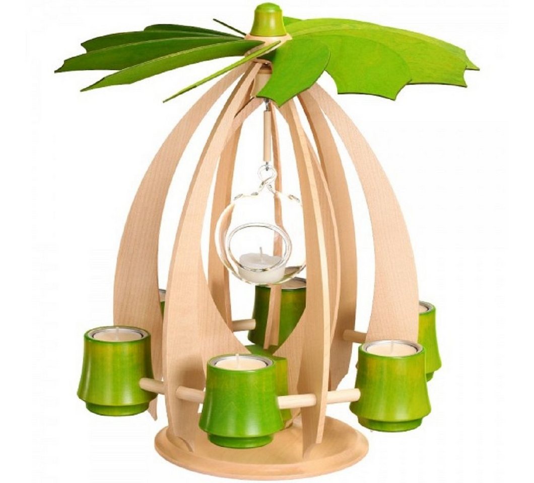 Drechslerei Thomas Schalling Weihnachtspyramide Schalling Schwebepyramide Nova ahorn / lindgrün, Handarbeit aus dem Erzgebirge von Drechslerei Thomas Schalling