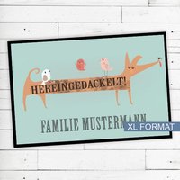 Fußmatte "Hereingedackelt" Mit Name Oder Text Xl Rutschfest | Waschbar Hochwertig Aussenbereich Schmutzfangmatte Türmatte von Dreckspatz