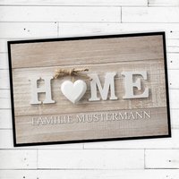 Fußmatte "Home" Mit Name Oder Text Personalisiert Rutschfest | Waschbar Hochwertig Aussenbereich Schmutzfangmatte Türmatte von Dreckspatz