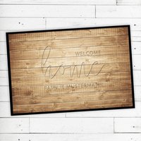 Fußmatte "Welcome Home" Mit Ihrem Namen Oder Text Rutschfest | Waschbar Hochwertig Aussenbereich Schmutzfangmatte Türmatte von Dreckspatz