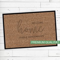 Fußmatte "Welcome Home" Mit Ihrem Namen Oder Text Rutschfest | Waschbar Hochwertig Aussenbereich Schmutzfangmatte Türmatte von Dreckspatz