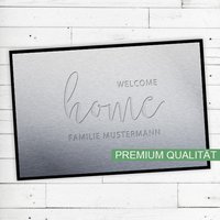 Fußmatte "Welcome Home" Mit Ihrem Namen Oder Text Rutschfest | Waschbar Hochwertig Aussenbereich Schmutzfangmatte Türmatte von Dreckspatz
