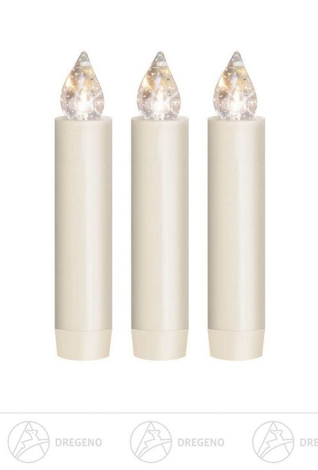 Dregeno Erzgebirge Adventskerze LUMIX CLASSIC MINI S,-Superlight Erweiterungs-Set 3 Kerzen, 3 Batterie, Beleuchtung für Christbaum von Dregeno Erzgebirge