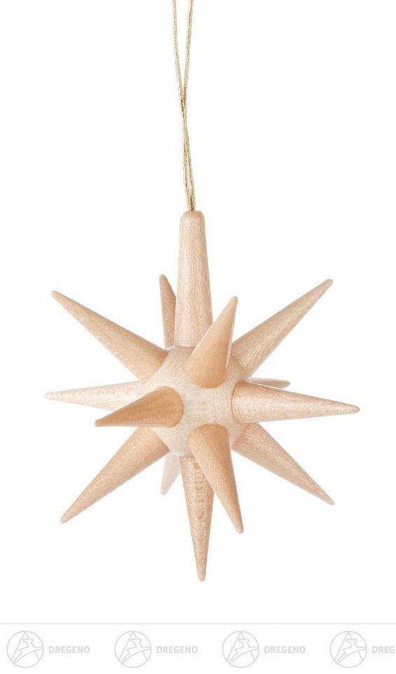 Dregeno Erzgebirge Christbaumschmuck Baumschmuck Behang Stern natur (4) Breite x Höhe x Tiefe 5 cmx5 cmx5, mit Faden zum aufhängen von Dregeno Erzgebirge