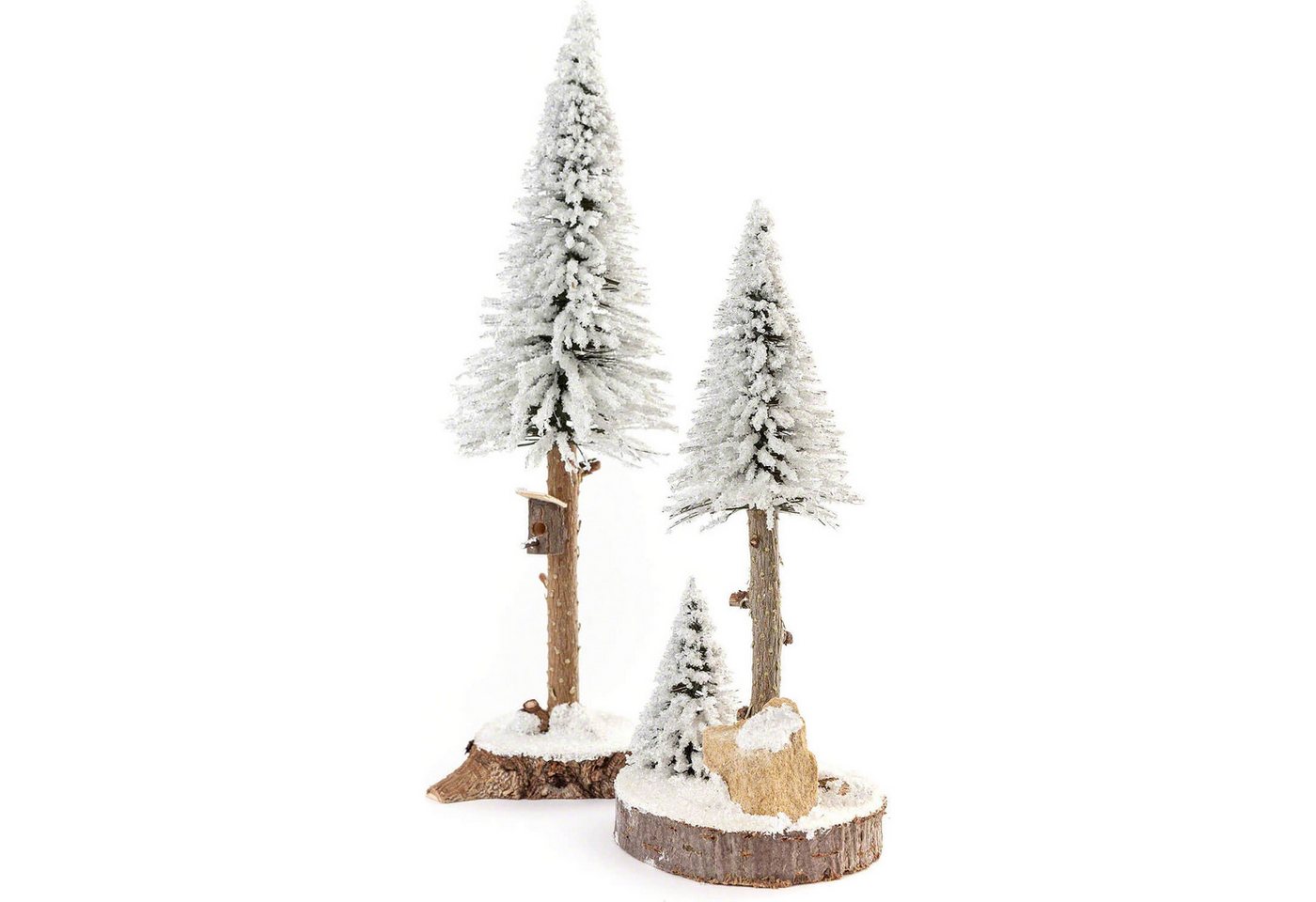 Dregeno Erzgebirge Dekofigur Nadelbäume mit Vogelhaus weiß, 2-teilig (27cm) von Dregeno Seiffen von Dregeno Erzgebirge