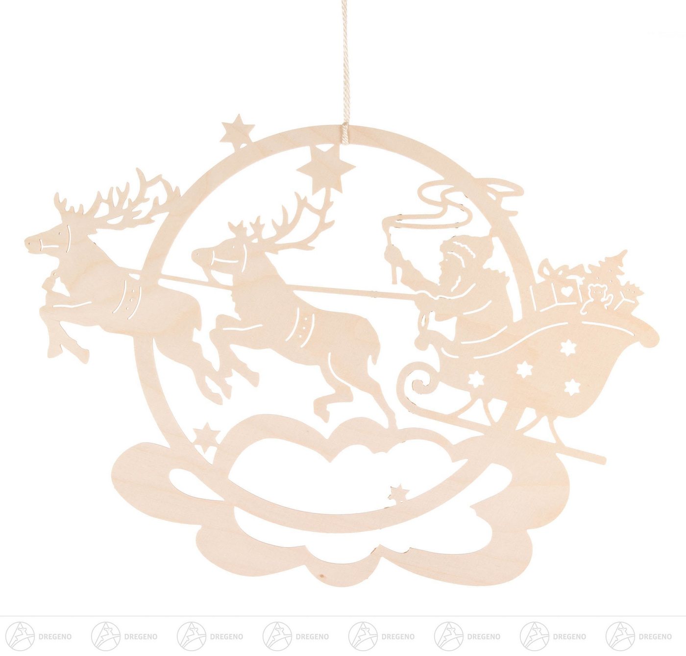 Dregeno Erzgebirge Fensterbild Fensterschmuck Fensterbild Rentierschlitten mit Weihnachtsmann Breite von Dregeno Erzgebirge