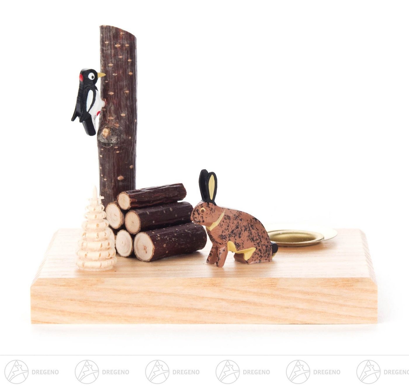 Dregeno Erzgebirge Kerzenhalter Kerzenhalter mit Hase und Specht, für Kerze d=14mm Breite x Höhe x Dregeno Erzgebirge Kerzenhalter Kerzenhalter mit Hase und Specht, für Kerze d=14mm Breite x Höhe x von Dregeno Erzgebirge