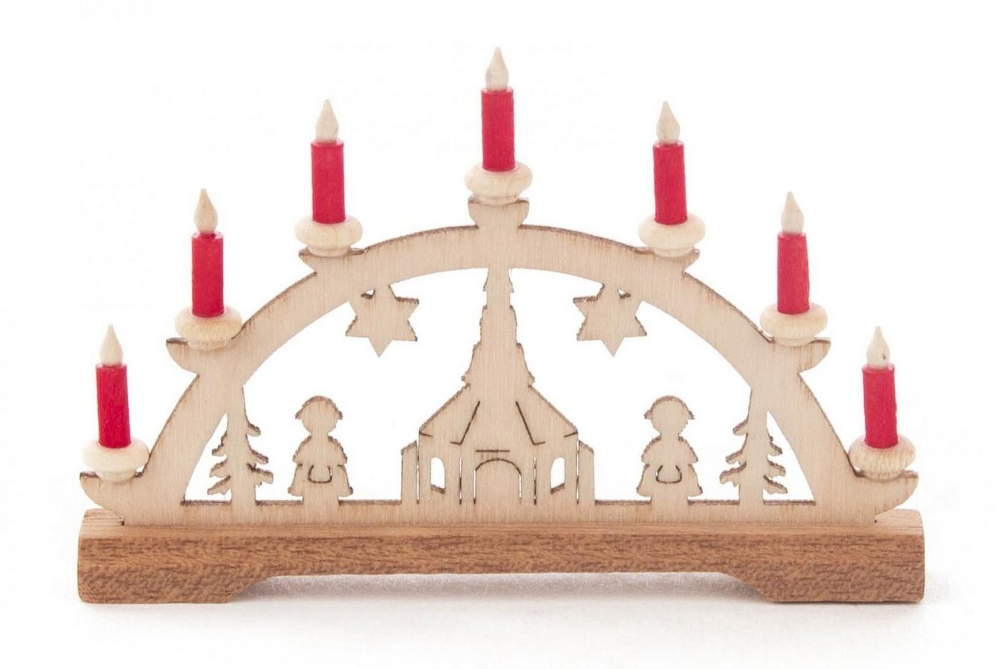 Dregeno Erzgebirge Lichterbogen Mini-Schwibbogen Kirche, rote Kerzen BxHxT 70x45x10mm NEU von Dregeno Erzgebirge