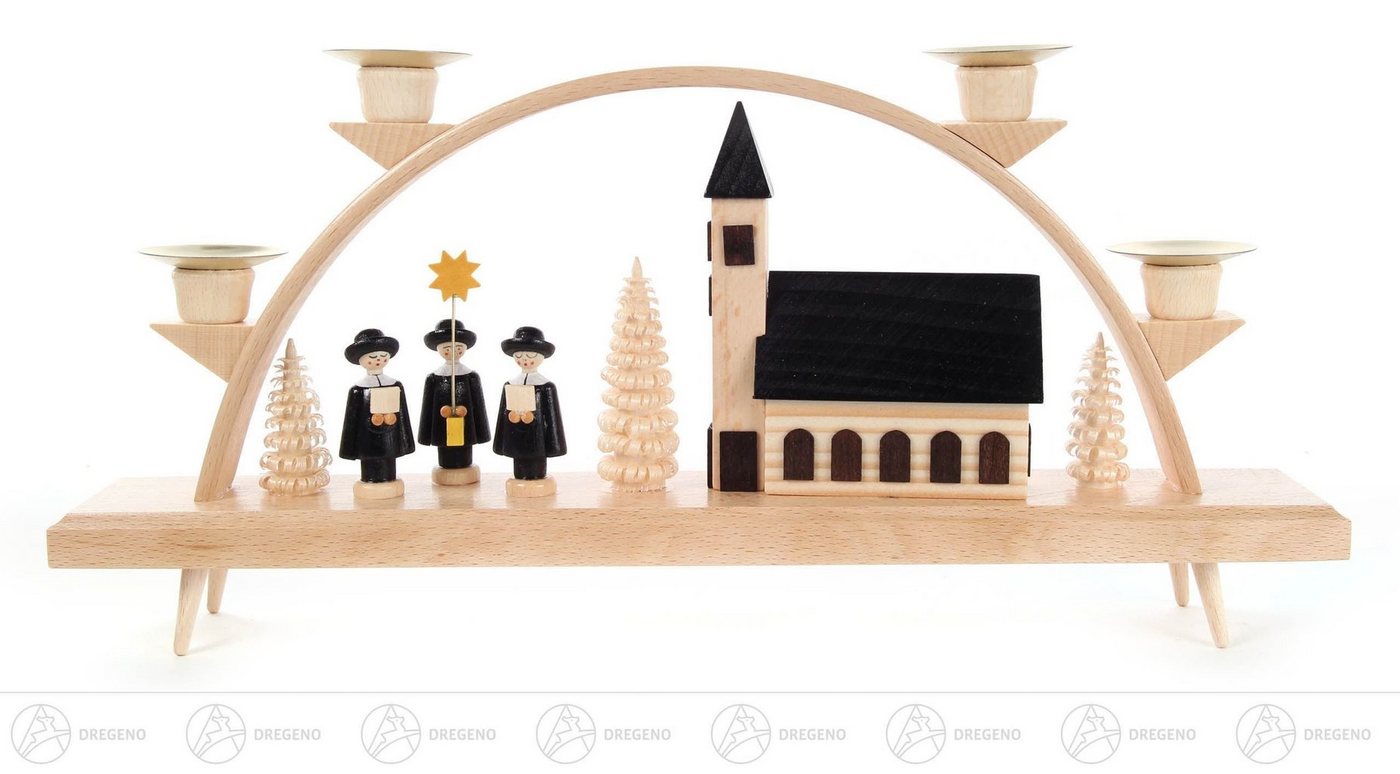 Dregeno Erzgebirge Lichterbogen Schwibbogen natur mit Kirche u.Kurrende für Wachskerzen d=14mm Breite Dregeno Erzgebirge Lichterbogen Schwibbogen natur mit Kirche u.Kurrende für Wachskerzen d=14mm Breite von Dregeno Erzgebirge
