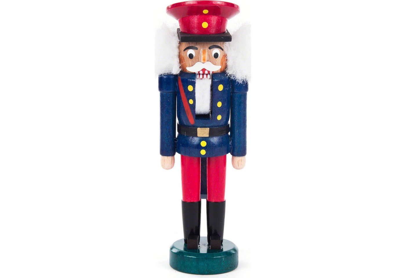 Dregeno Erzgebirge Nussknacker Eisenbahner blau-rot (14cm) Nussknacker von Dregeno Seiffen von Dregeno Erzgebirge