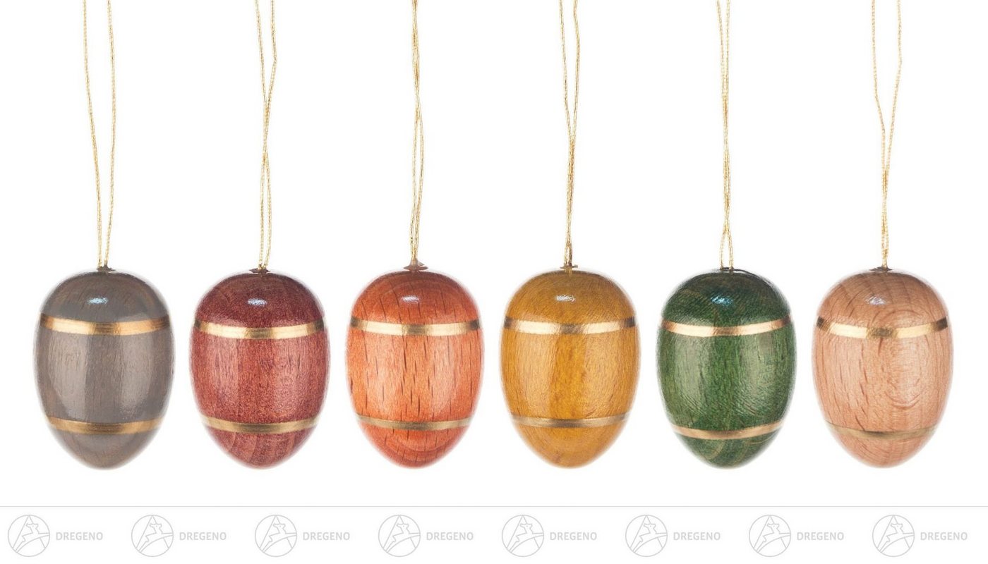 Dregeno Erzgebirge Osterei Ostern & Frühjahr Behang Ostereier mit Streifen (6) Höhe ca 3 cm von Dregeno Erzgebirge