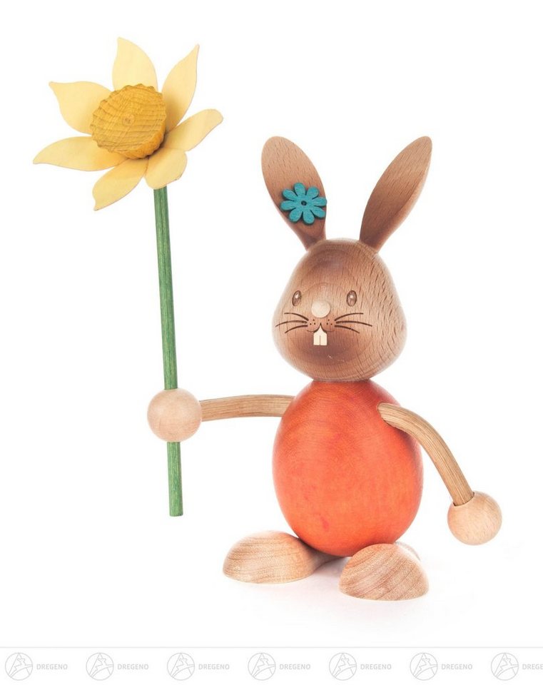 Dregeno Erzgebirge Osterhase Ostern & Frühjahr Hase Stupsi" mit Blume Höhe ca 14,5 cm NEU" von Dregeno Erzgebirge