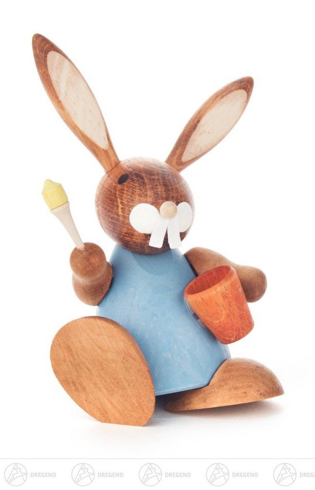 Dregeno Erzgebirge Osterhase Ostern & Frühjahr Hase blau mit Eimer und Pinsel Höhe ca 9 cm NEU von Dregeno Erzgebirge