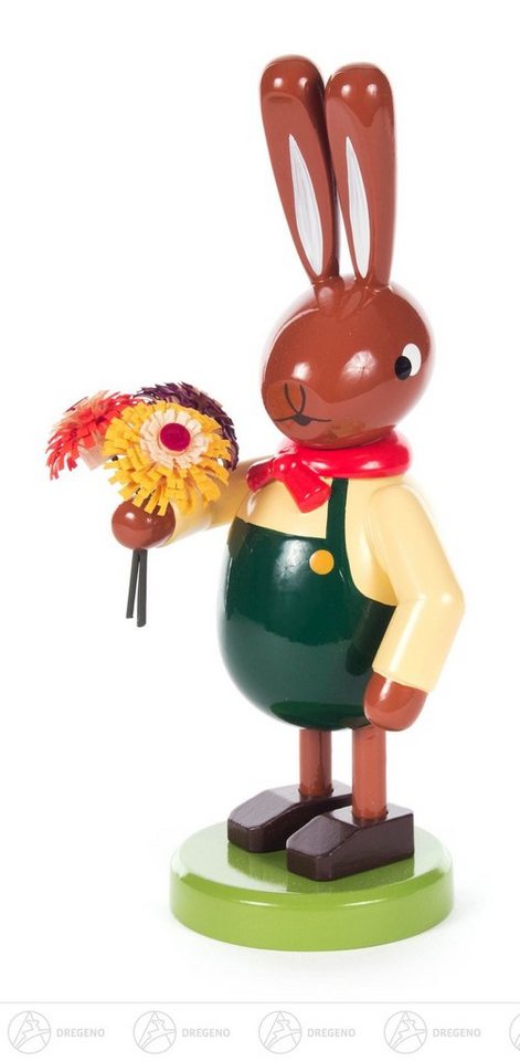 Dregeno Erzgebirge Osterhase Ostern & Frühjahr Hase mit Blumenstrauß groß Breite x Höhe x Tief von Dregeno Erzgebirge